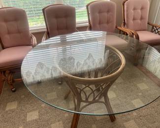 Glass Game Table with Four Chairs by Braxton Culler Inc
