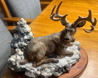 Deer / Buck Figurine on snow covered base