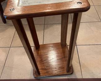 Oak Plant Stand with Tile Inset