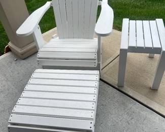 White Adirondack Chair and Ottoman Set