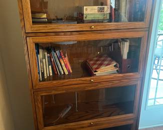 Oak Four Door Glass Front Wall Cabinet