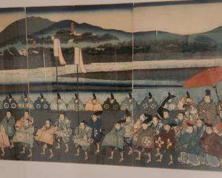 Woodblock print - Procession of Lord Ashikaga Yoshimasa - by Utagawa Yoshitori, ca. 1862