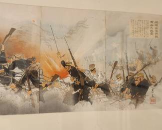 Russo-Japanese War print - Capture of Anshan fortress - by Ogata Gessan
