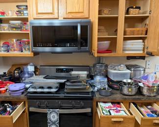 Baking Pans, Food Processor, Cooking Utensils, Bread Machine, and Storing Containers