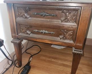 Vintage end table with marble top