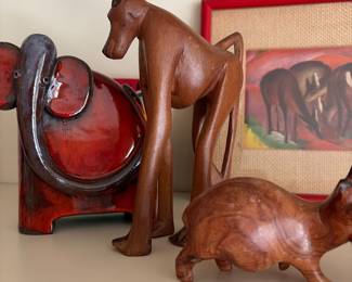 Carved wooden animal figures