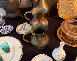 Wedgewood vase copper pitcher