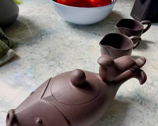 Yixing Zisha Purple Clay Teapot & Cups