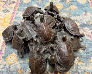 Meiji Period Japanese Bronze Okimo Turtle Sculpture 