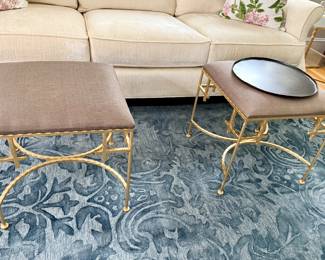 Pair “Lolita” Hollywood Regency Iron/Gold Leaf Stools