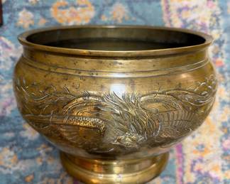 Large Brass Phoenix Bowl