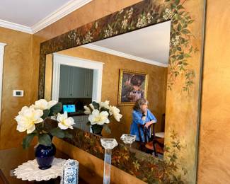 Large Antique Hand-Painted Mirror from King Estate