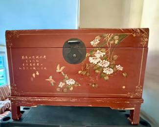 Chinese Lacquered Leather Wedding Trunk
