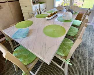 Long Marble Table & Chairs