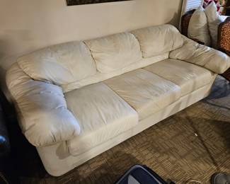 White leather style sofa