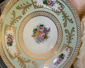 Pale green and floral plate 