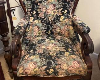 Vintage Floral Wingback Chair 