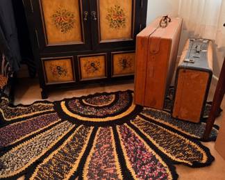 Ornate Cabinet. Vintage Suitcases 