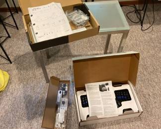 Kinesis Advantage Keyboard with Glass Desk Riser and GlassTop Table