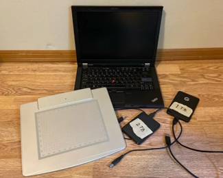 Lenovo T410 ThinkPad with External Hard Drives and Drawing Tablet