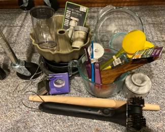 Pyrex Baking Dishes and Measuring Cup with Electric Grill Cleaner Butter Well Metal Pans and More