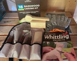 Wood Carving Tools  Basswood Kit With Whittling Book  Cut Resistant Gloves