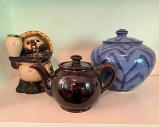 Ceramic Lidded Jar With Tea Pot  Ceramic Figurine