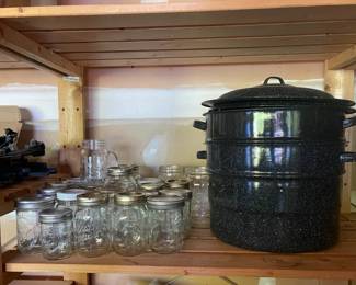 Two Large Canning Pots With Lids  Miscellaneous Jars