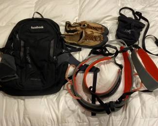 LA Sportiva Mythos Climbing Shoes with Black Diamond Harness Arcteryx Chalk Bag and Backpack