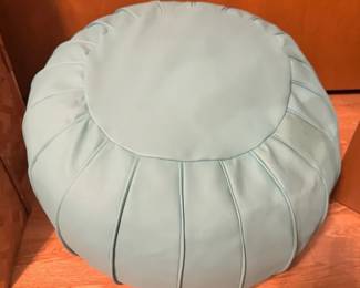 Teal Pleather Ottoman