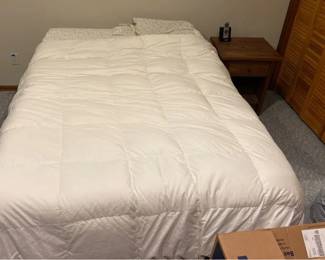 Full Size Purple Mattress and Adjustable Bed Frame with Wood Nightstand