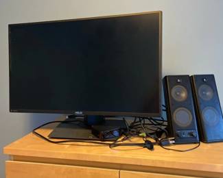 ASUS Republic of Gamers Monitor with Two Logitech Speakers