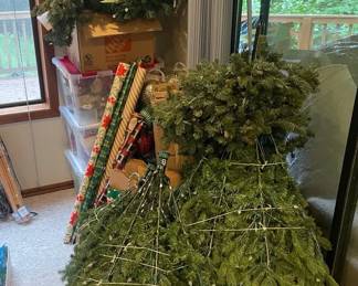 Mystery Lot Of Christmas Decor Wrapping Paper Artificial Tree  More
