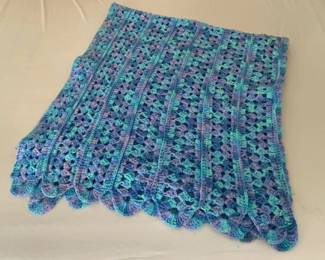 Blue and Purple Crochet Blanket