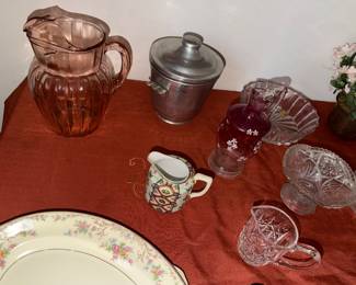 Pink depression glass pitcher