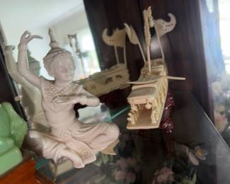 Vintage Thai display piece and Thai Barge boat (bone or resin)