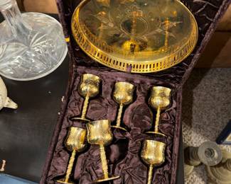 Brass cordial set