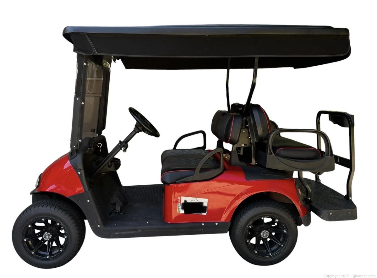 EZ GO RXV 48V Electric 4 Passenger Golf Cart with Rear Flip Seat Charger and Weather Enclosure