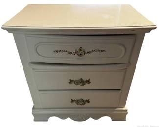 Coaster Fine Furniture 3 Drawer White Floral Nightstand