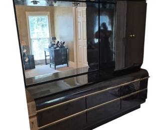 Black and Gold Dresser and Mirror
