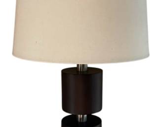 Mid Century Modern Style Stacked Wood and Chrome Table Lamp