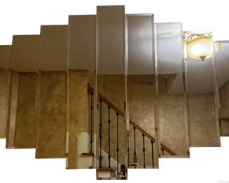 Contemporary 9 Panel Layered Beveled Wall Mirror