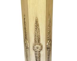 Ornate Cream and Gold Fleur de Lis Pedestal Plant Stand