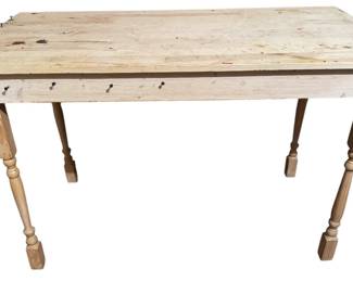 Rustic Wood Work Table with Turned Legs