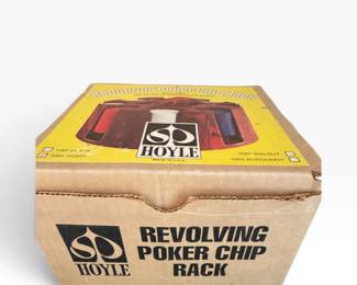 Vintage Hoyle Revolving Poker Chip Rack with Extra Chips and Playing Cards