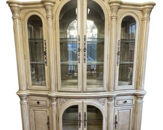 Michael Amini AICO Monte Carlo II Silver Pearl Lighted China Cabinet and Buffet