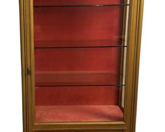 Louis XVI Style Gold Finish Lighted Curio Cabinet with Key