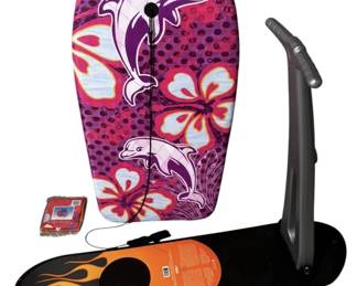 Kids Outdoor Fun Lot Pelican Snowboard Dolphin Bodyboard and Inflatable Beach Ball