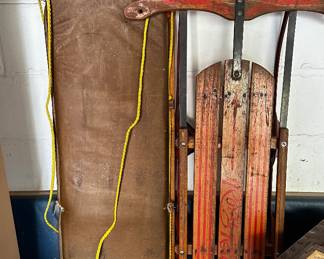 Vintage sleds and toboggans
