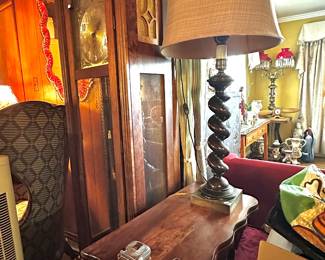 Barley Twist lamp, grandfather clock